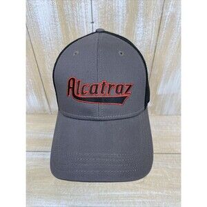 Alcatraz Embroidered Mesh Truckers Snapback Hat Cap Gray Black